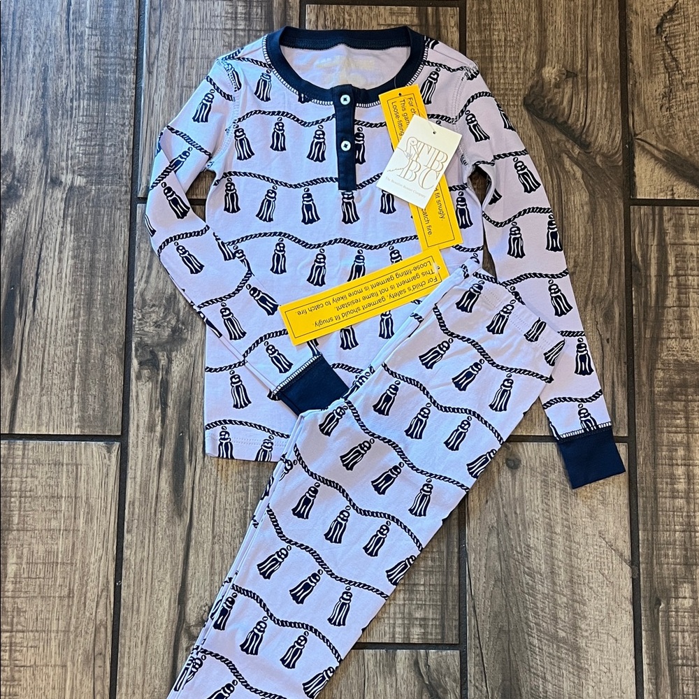 NWT The Beaufort Bonnet Company Kids Pajama Set in Navy and Purple